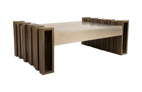 Barcode Coffee Table, Mohogany/Ss