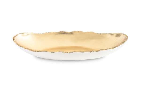 Broken Egg Bowl, White And Gold Leaf, Extra Large