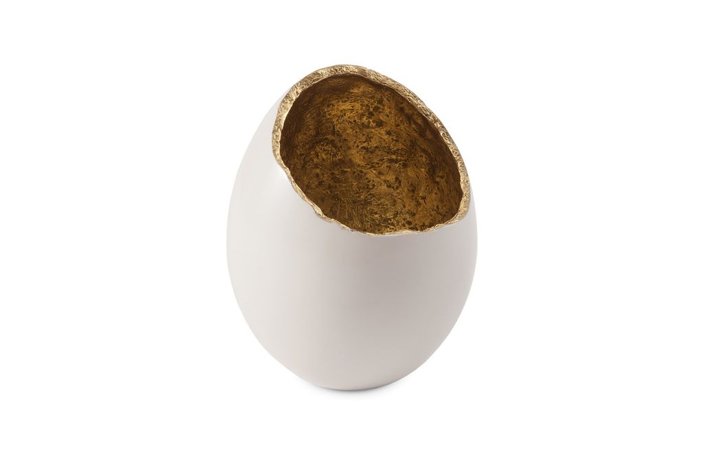 Preview image for Broken Egg Vase, White And Gold Leaf
