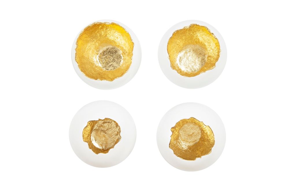 Broken Egg Wall Art, White And Gold Leaf, Set Of 4