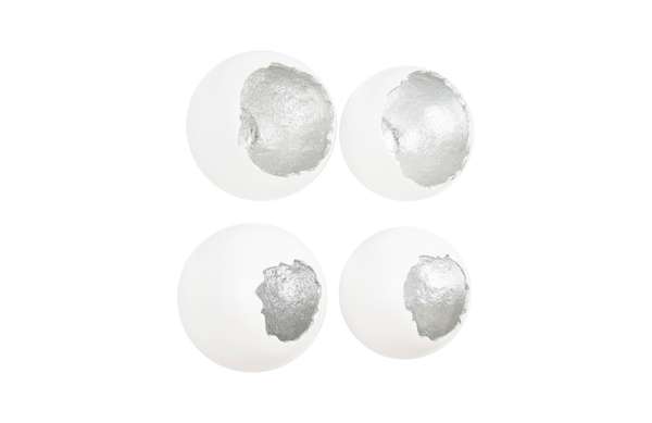 Broken Egg Wall Art, White And Silver Leaf, Set Of 4
