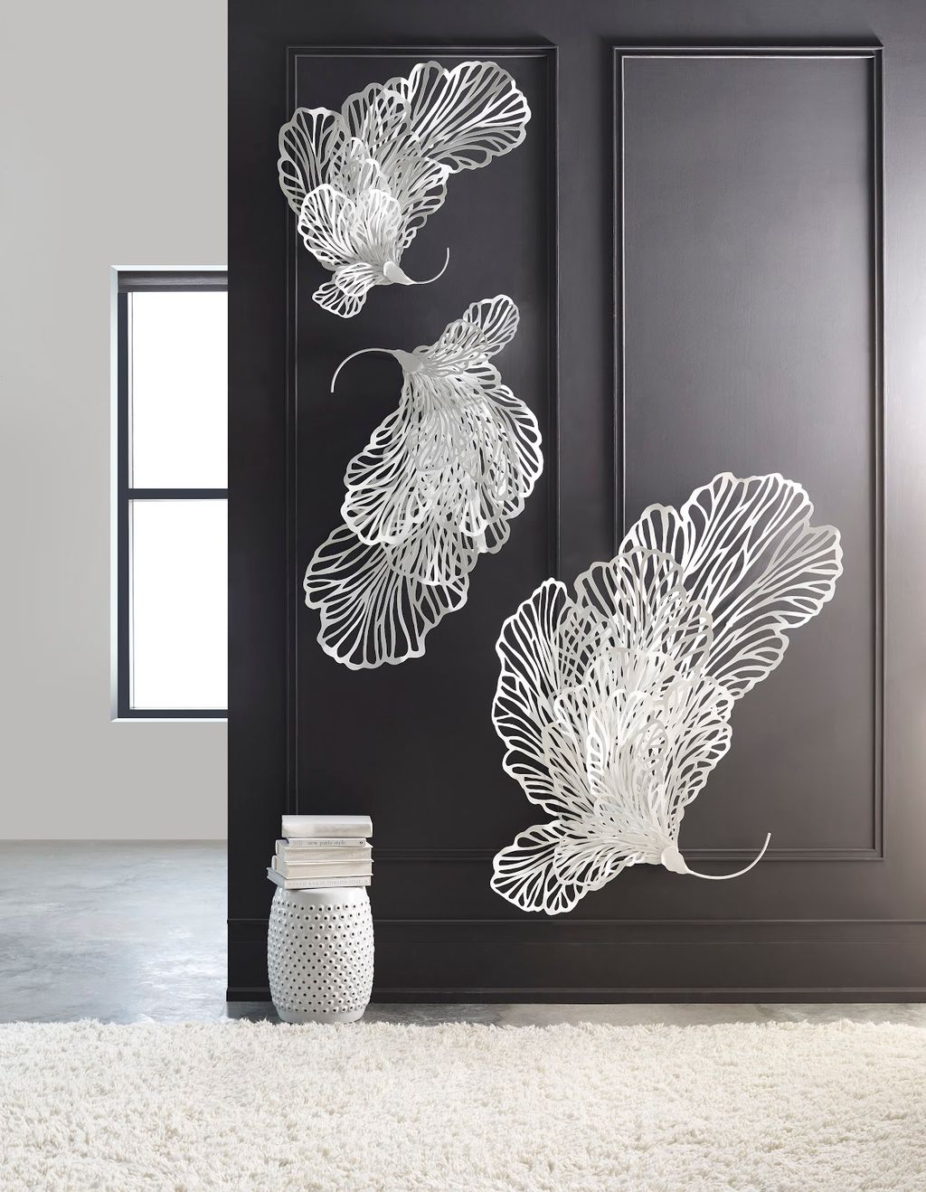 Butterfly Wall Art, White, Medium