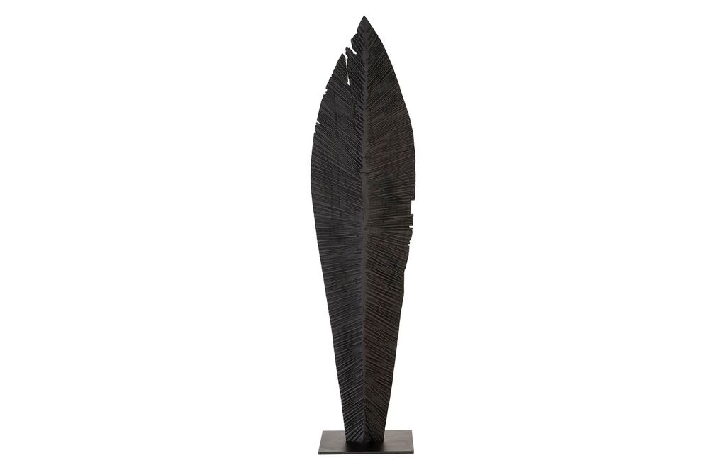 Preview image for Carved Leaf On Stand, Burnt, Large