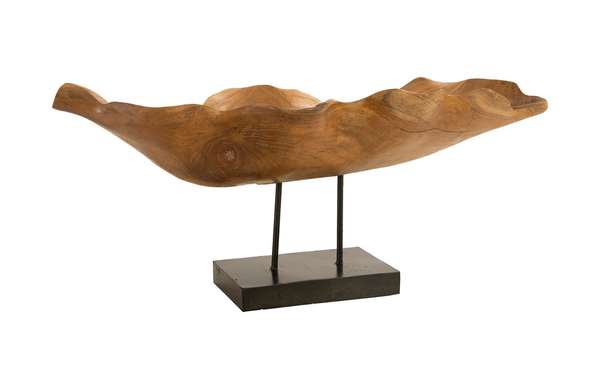 Carved Leaf Sculpture On Stand, Mahogany