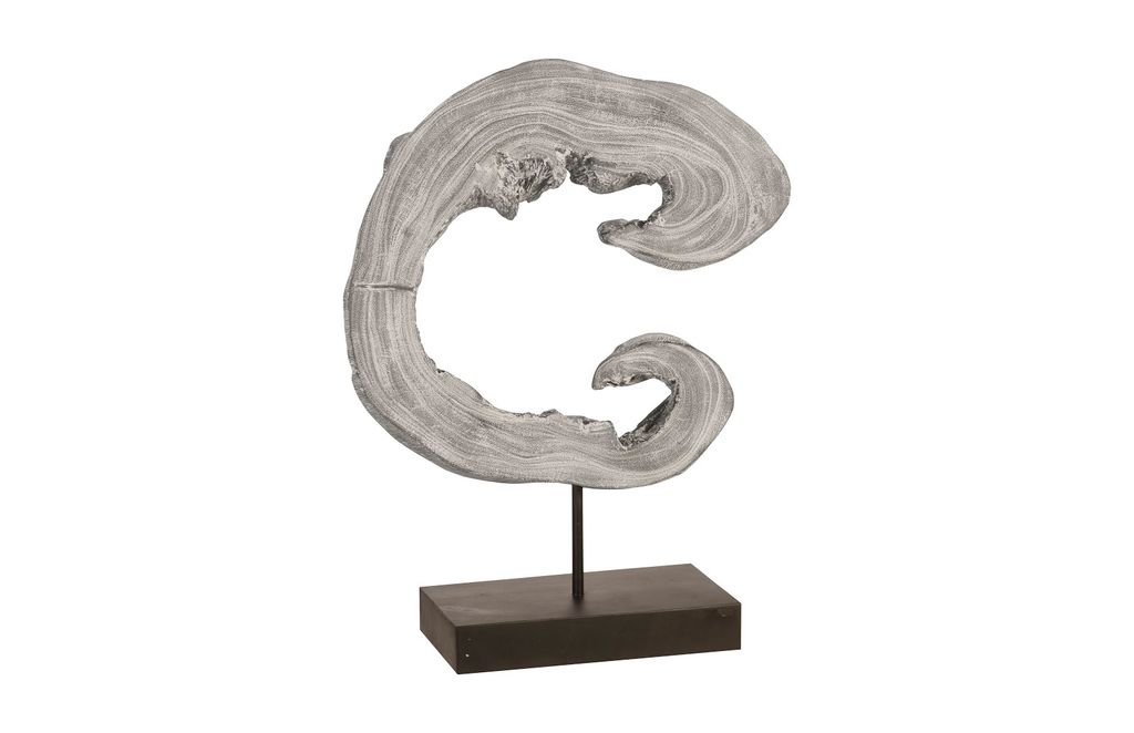 Preview image for C-Shape Gray Stone Sculpture on Stand
