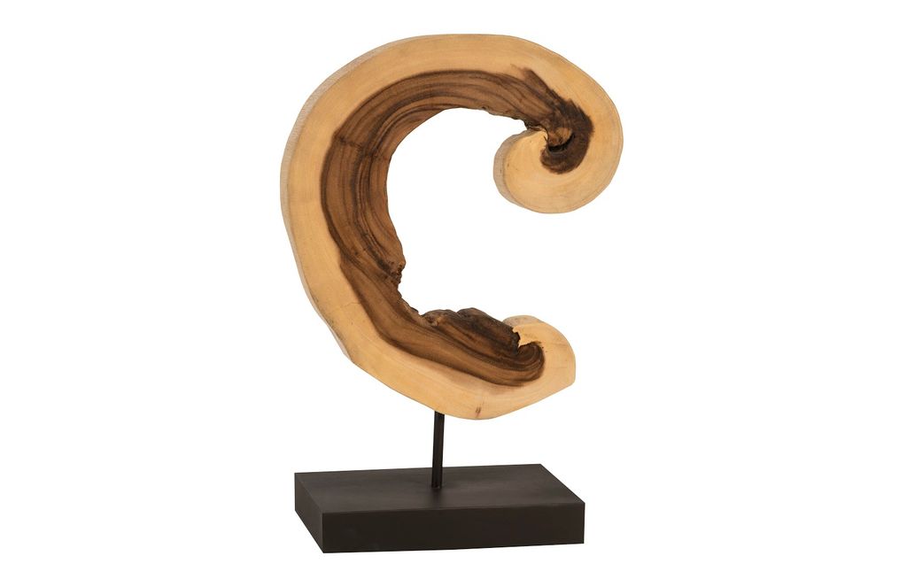 Preview image for C-Shape Chamcha Wood Sculpture on Stand