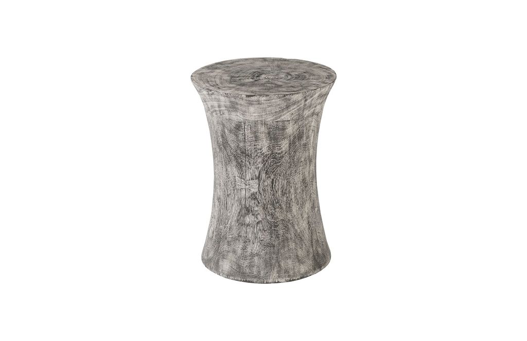Preview image for Drum Stool, Mango Wood, Gray Stone