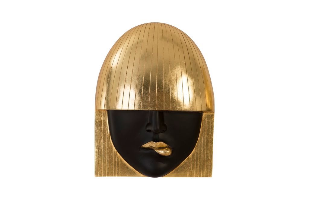 Fashion Faces Wall Art, Small, Black And Gold Leaf, Set Of 3