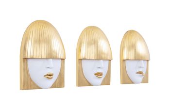 Vogue Wall Art, White And Gold Leaf, Set Of 3