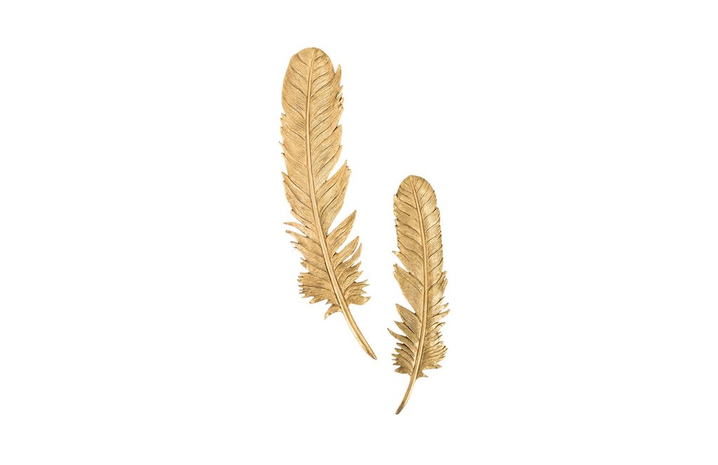 Feathers Wall Art, Small, Gold Leaf, Set Of 2