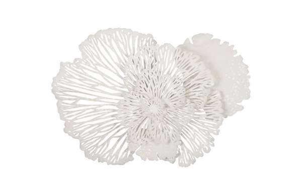 Flower Wall Art, Medium, White, Metal