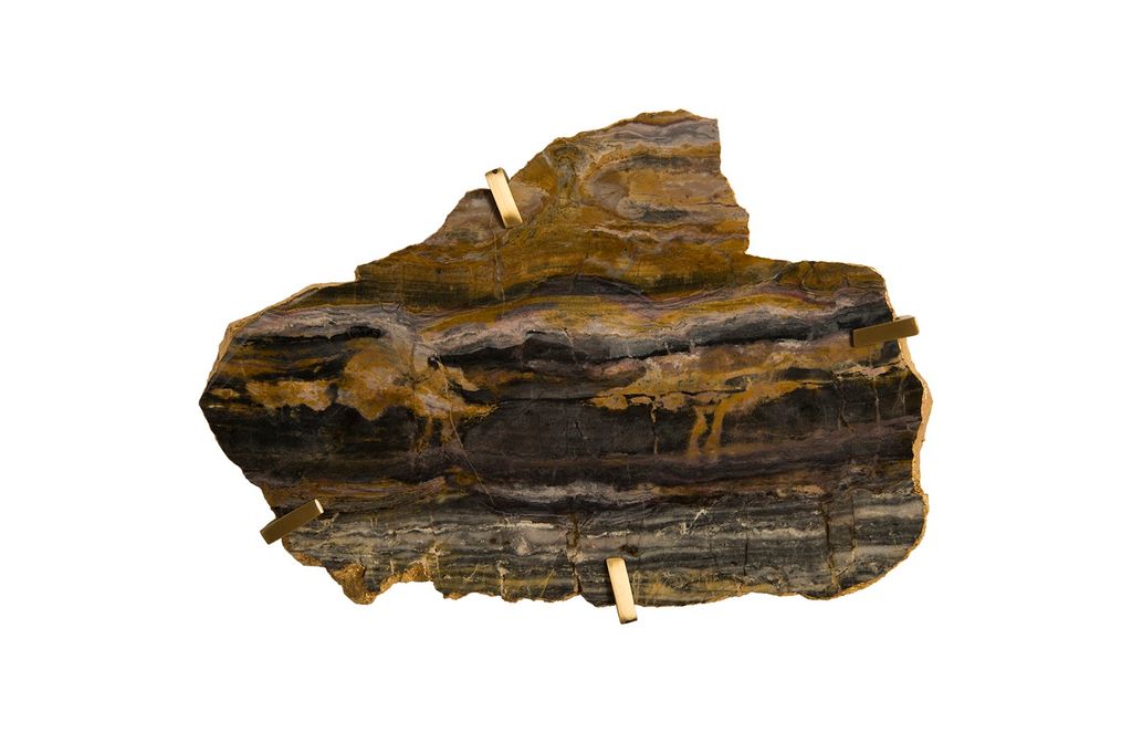 Gem Wall Tile In Brass Setting, Earth Marble