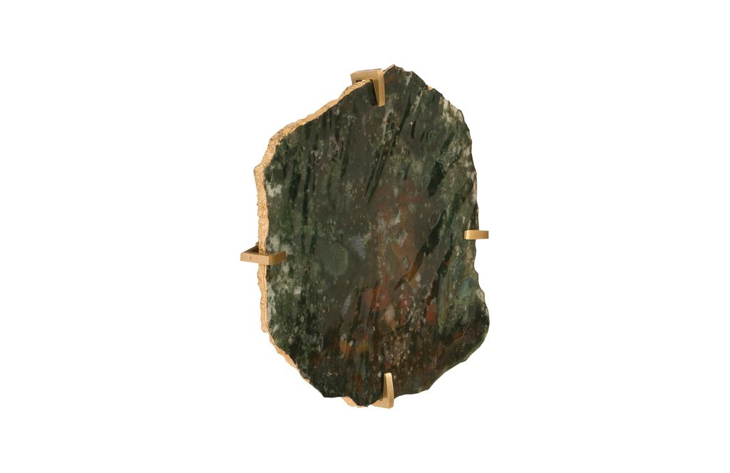 Gem Wall Tile In Brass Setting, Glacier Charcoal