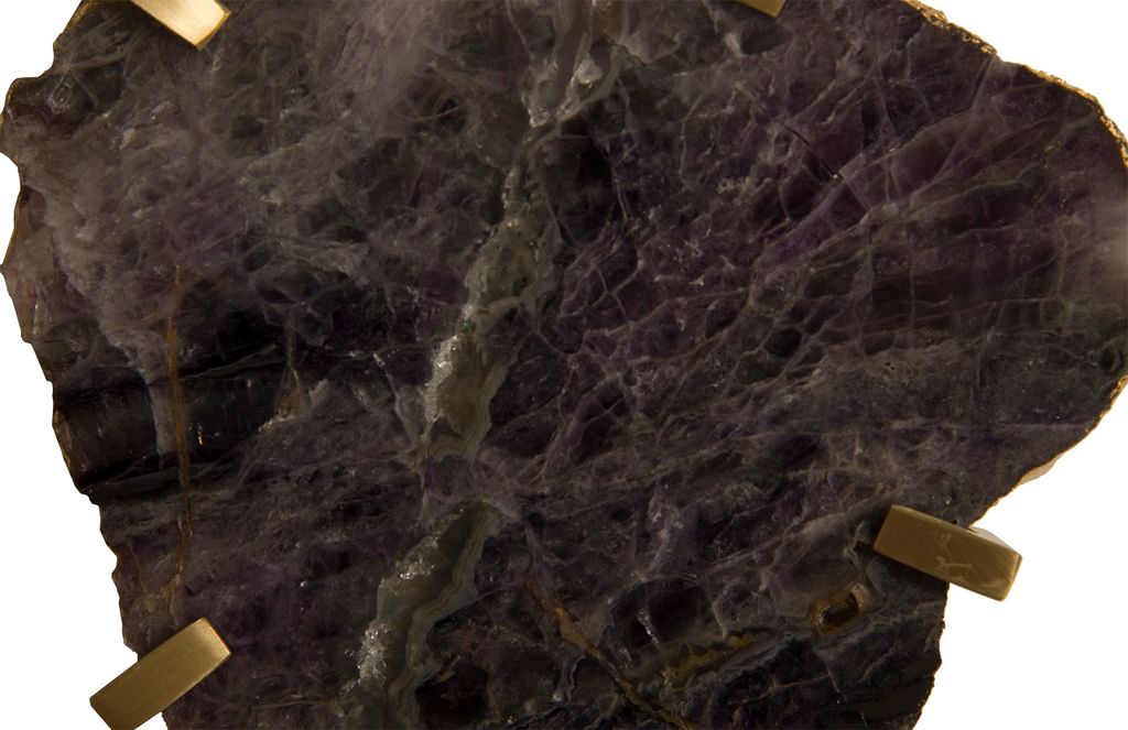 Gem Wall Tile In Brass Setting, Purple Quartz