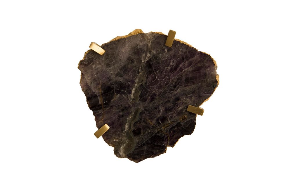 Gem Wall Tile In Brass Setting, Purple Quartz