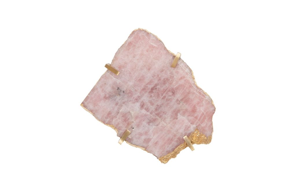 Gem Wall Tile In Brass Setting, Rose Quartz