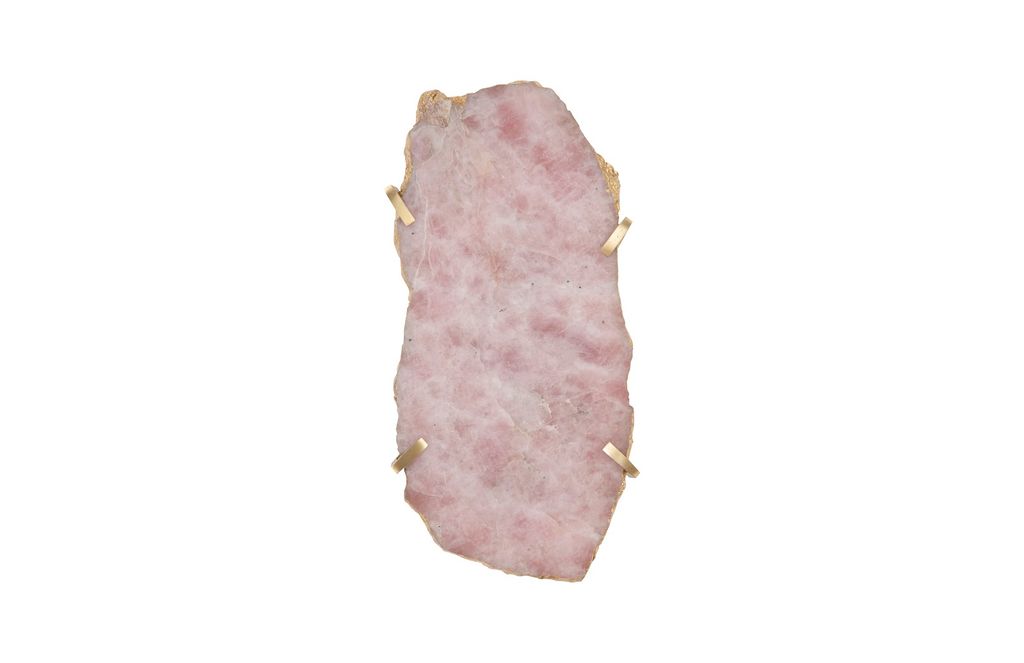 Gem Wall Tile In Brass Setting, Rose Quartz