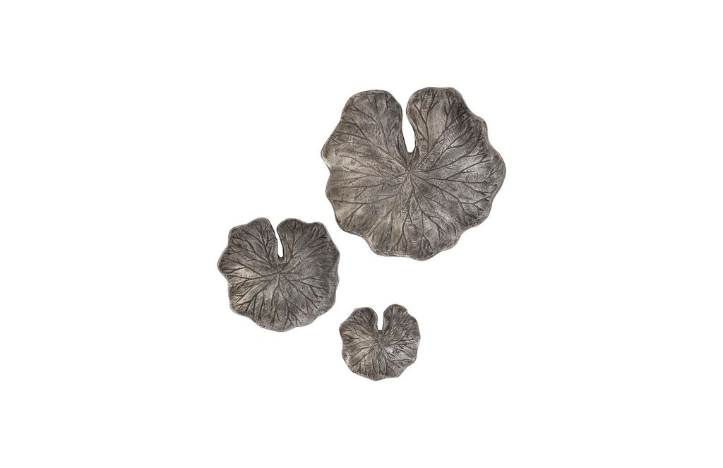 Preview image for Lotus Leaf Wall Tiles, Set Of 3, Black/Silver, Aluminum