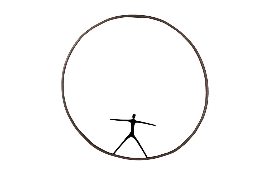 Olympic Figure In Iron Ring, Black, Rust, Style B