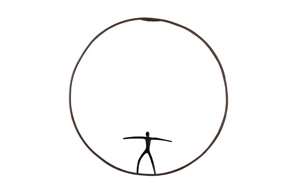 Olympic Figure In Iron Ring, Black, Rust,  Style C
