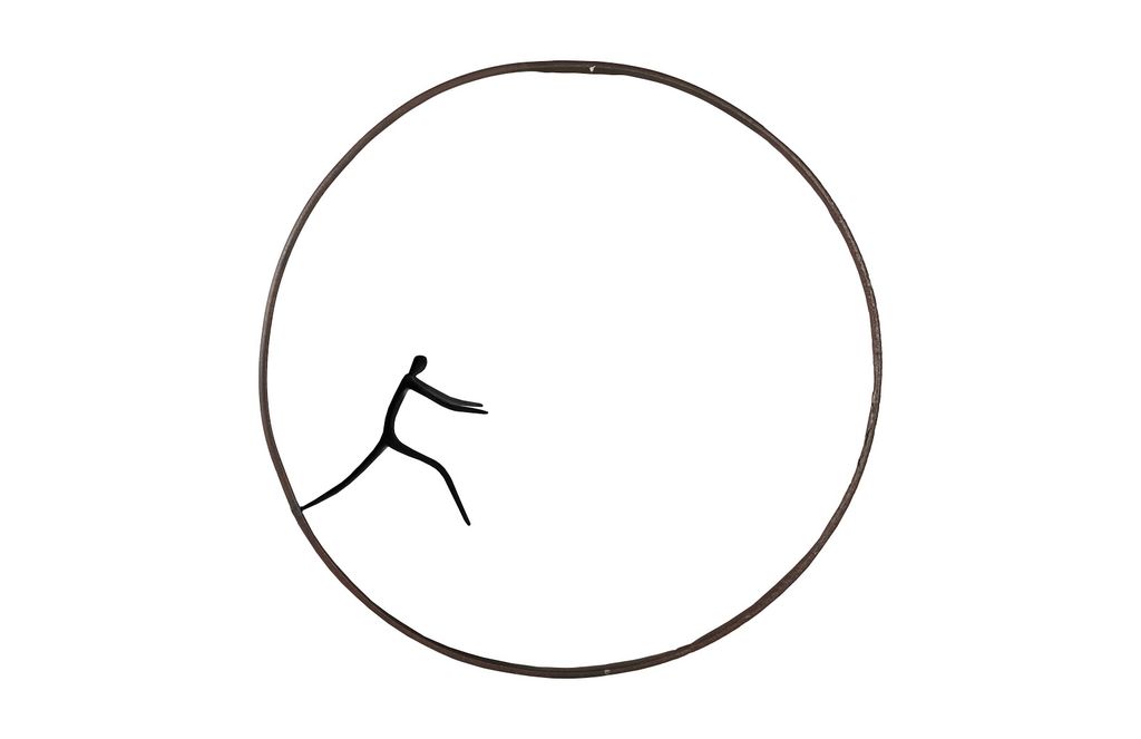 Olympic Figure In Iron Ring, Black, Rust, Style D