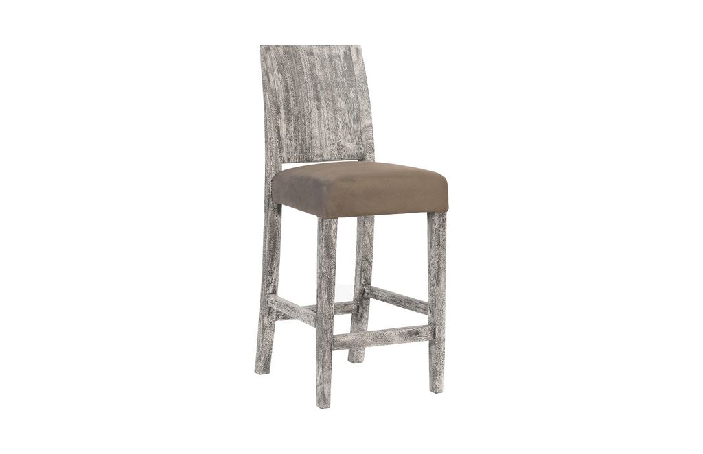 Preview image for Ophelia Counter Stool, Chamcha Wood, Gray Stone Finish