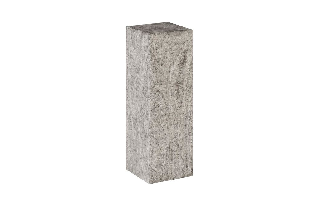 Preview image for Origins Pedestal, Large, Mitered Chamcha Wood, Gray Stone Finish