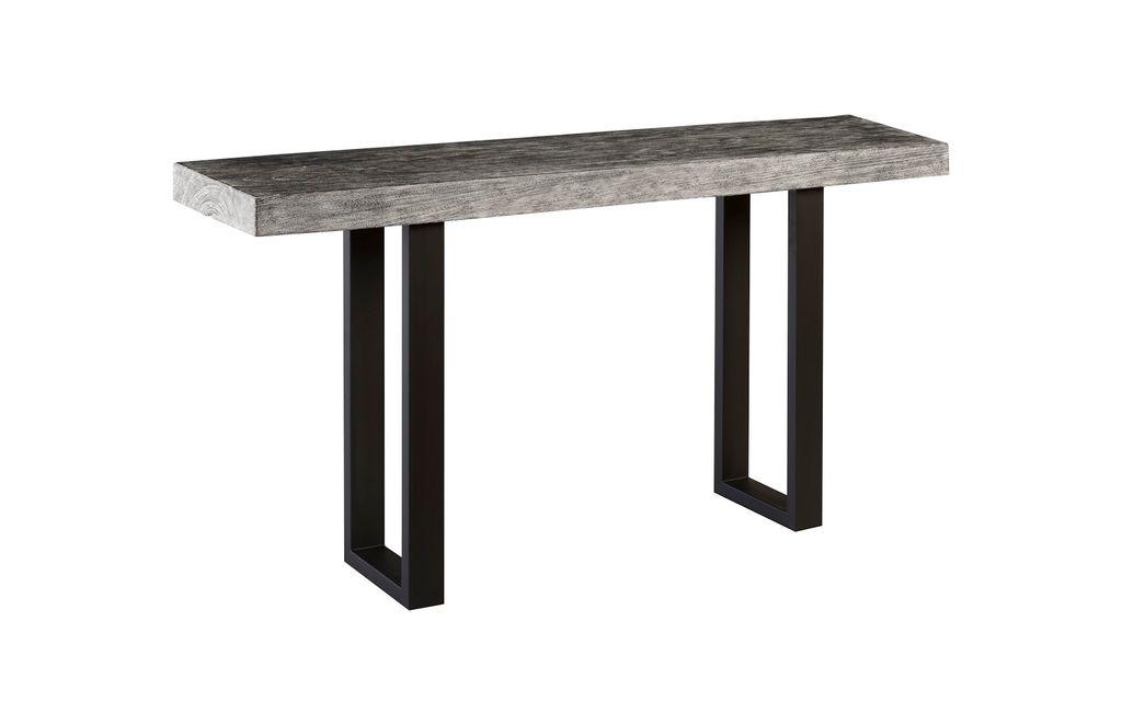 Preview image for Origins Straight Edge Console Table, Metal U Legs, Gray Stone Finish