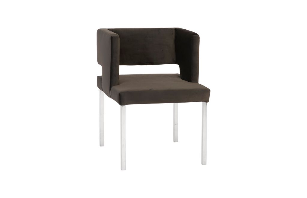 Preview image for Raffia Dining Chair, Black, Stainless Steel Legs