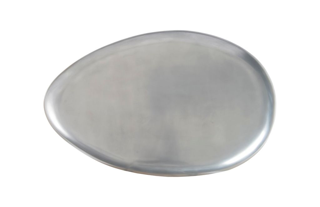 River Stone Coffee Table, Large, Resin, Polished Aluminum Finish