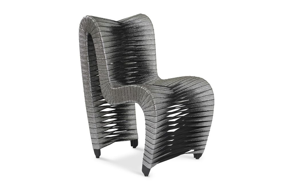 Preview image for Seat Belt Dining Chair, Silver, Metallic