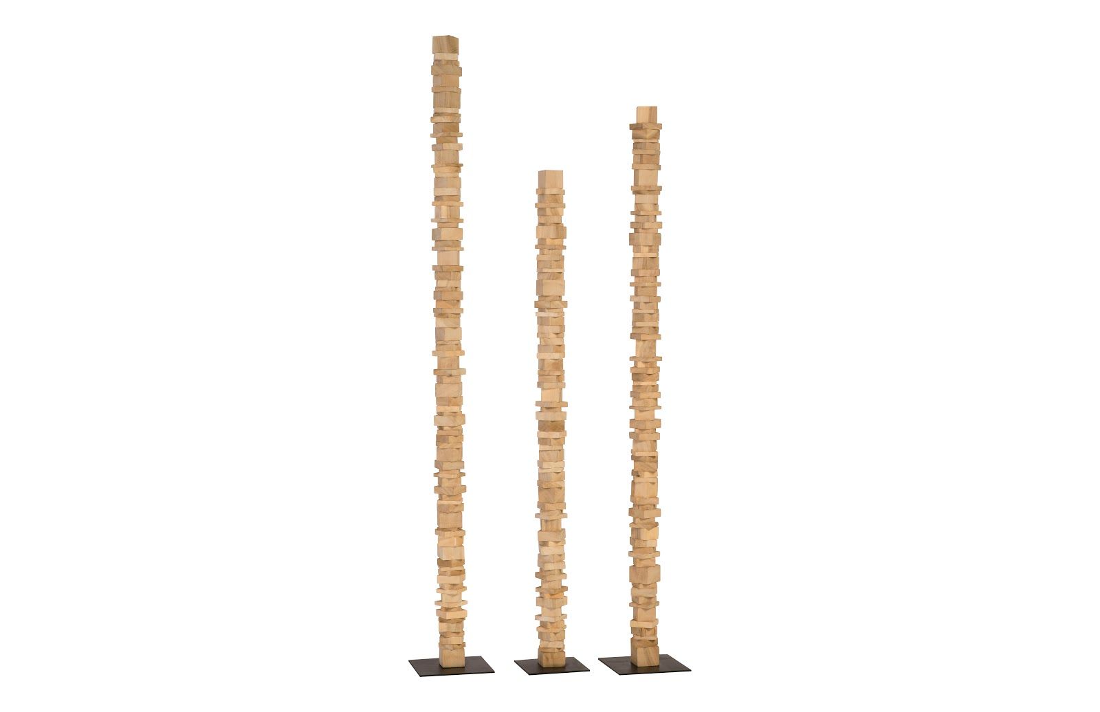 Preview image for Stacked Wood Floor Sculptures, Bleached, Set Of 3