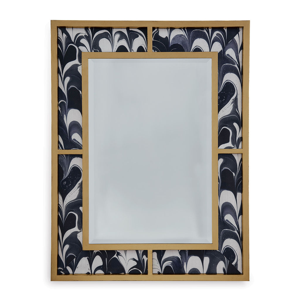 Bedford Gold Mirror, Black Orchid Fabric