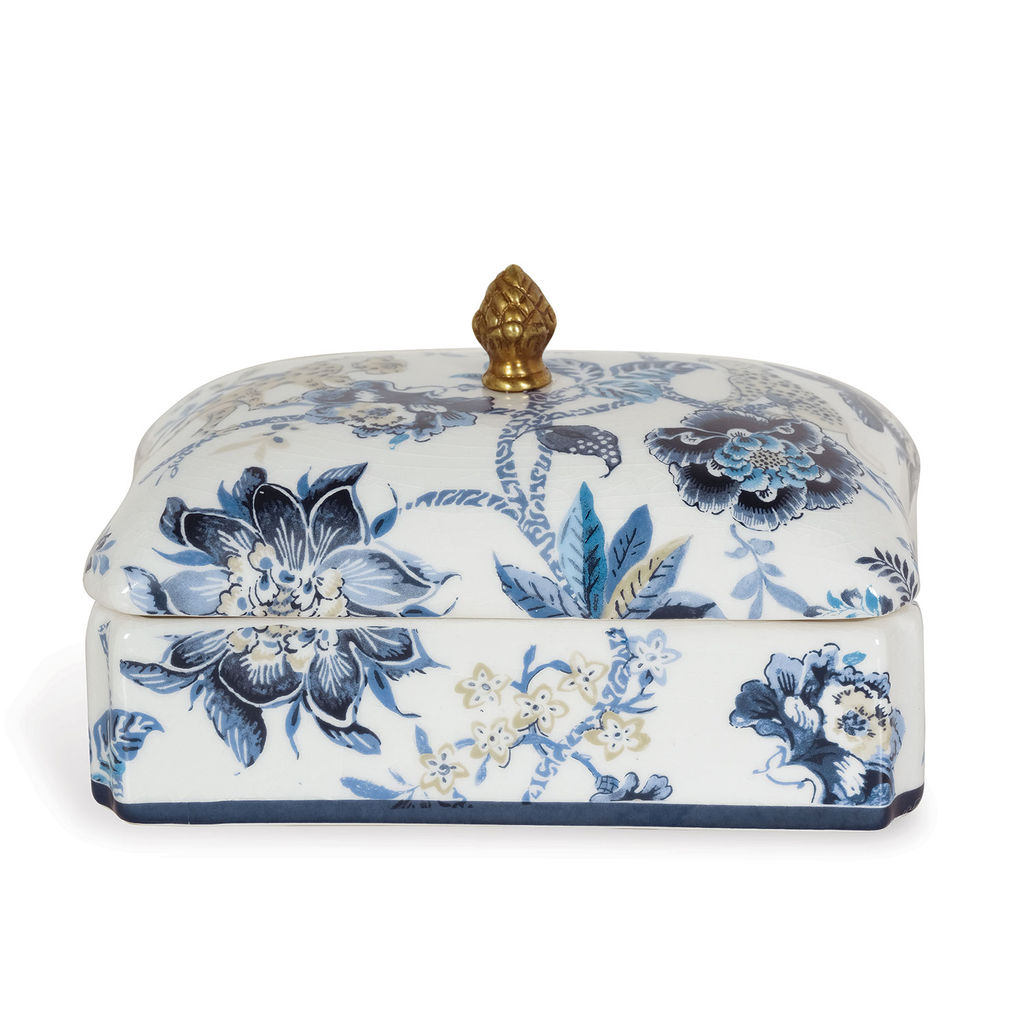 Preview image for Blue Floral Chintz Decorative Porcelain Box
