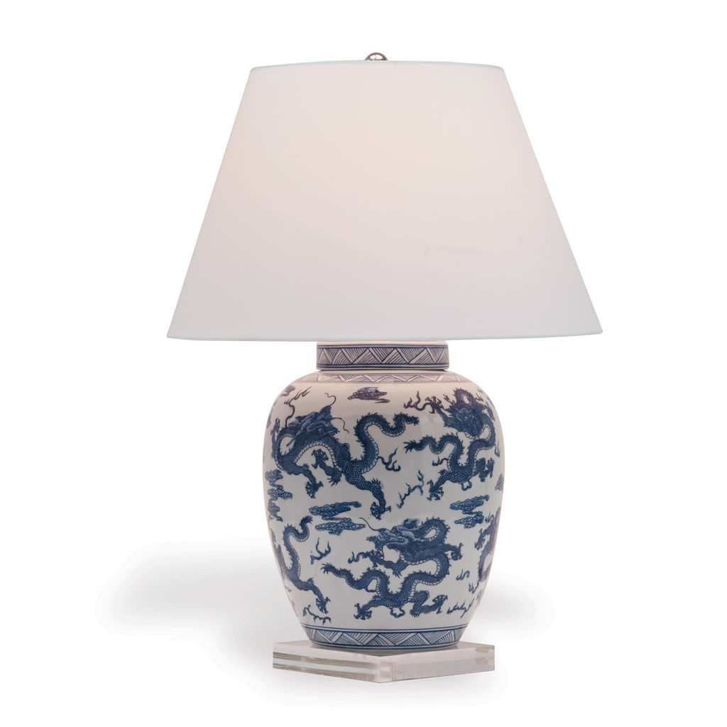 Dragon Navy Lamp 29" H