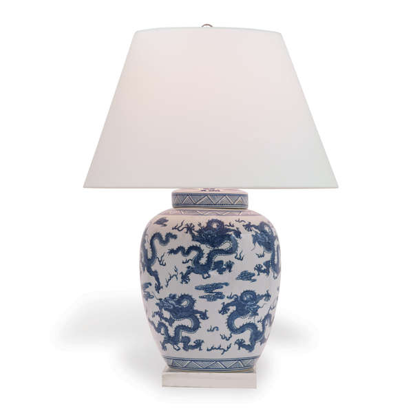 Dragon Navy Lamp 29" H