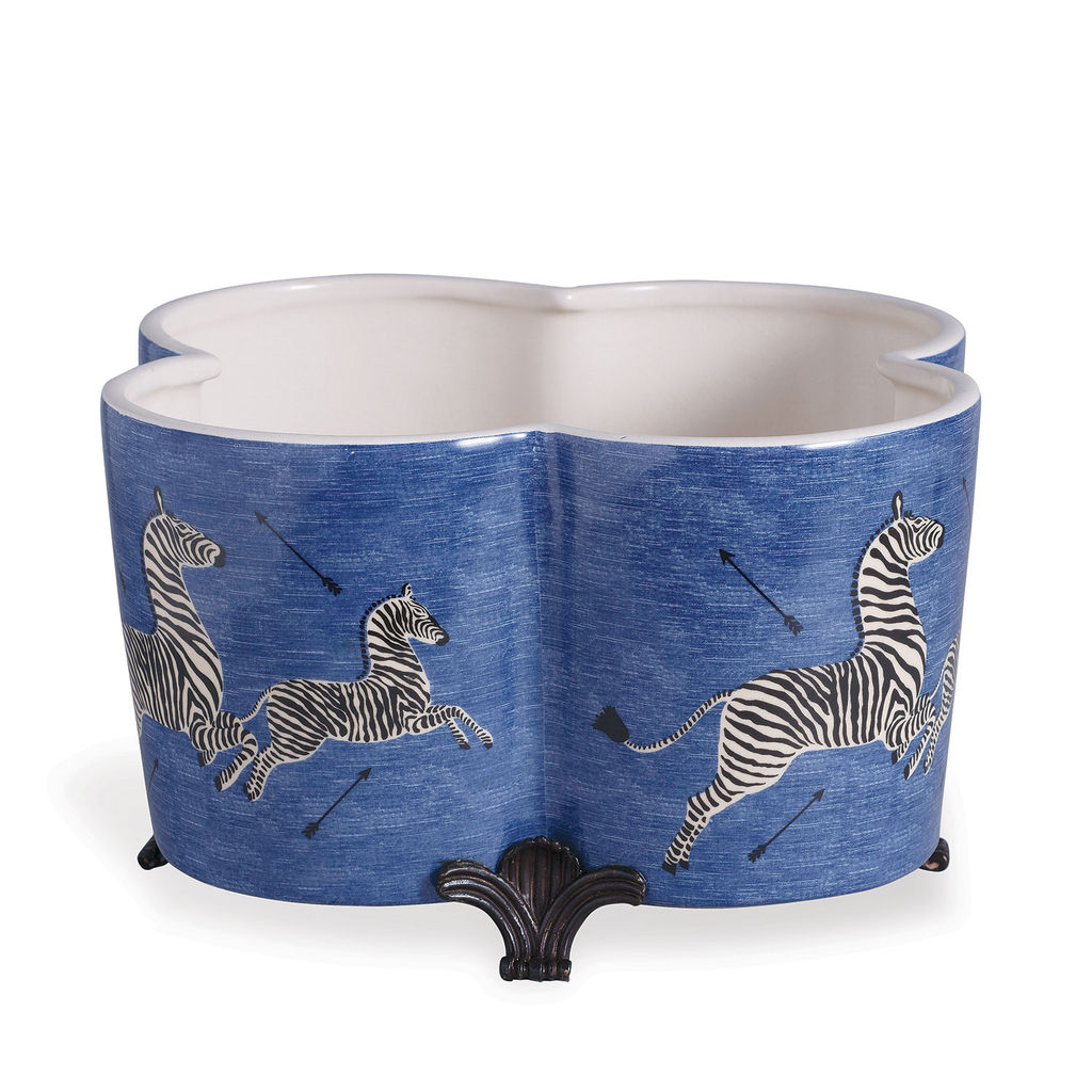 Preview image for Zebra Blue Quatrefoil Planter