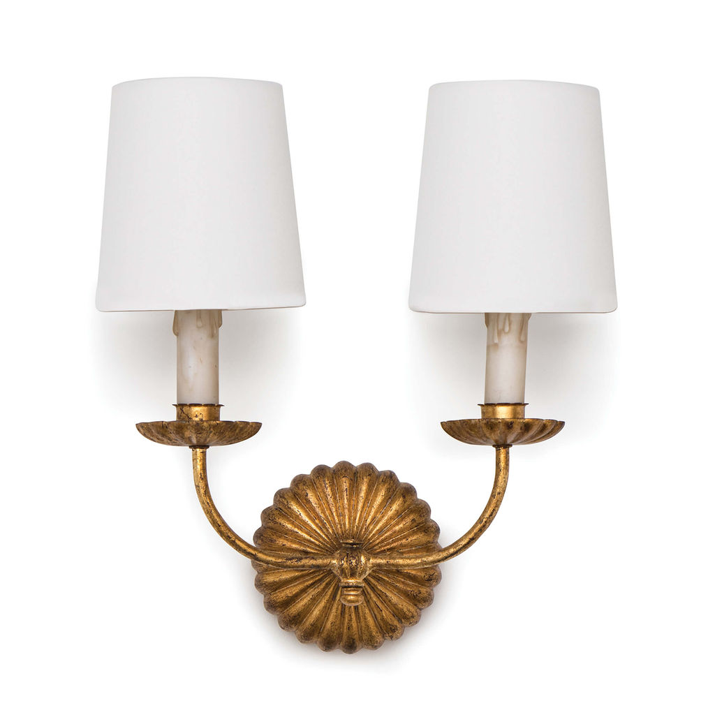Preview image for Clove Sconce Double (Antique Gold Leaf)