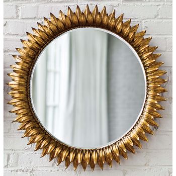 Sunflower Accent Mirror, Antique Gold