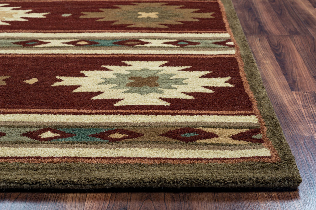 Southwest Red 8’ Round Hand-Tufted Rug