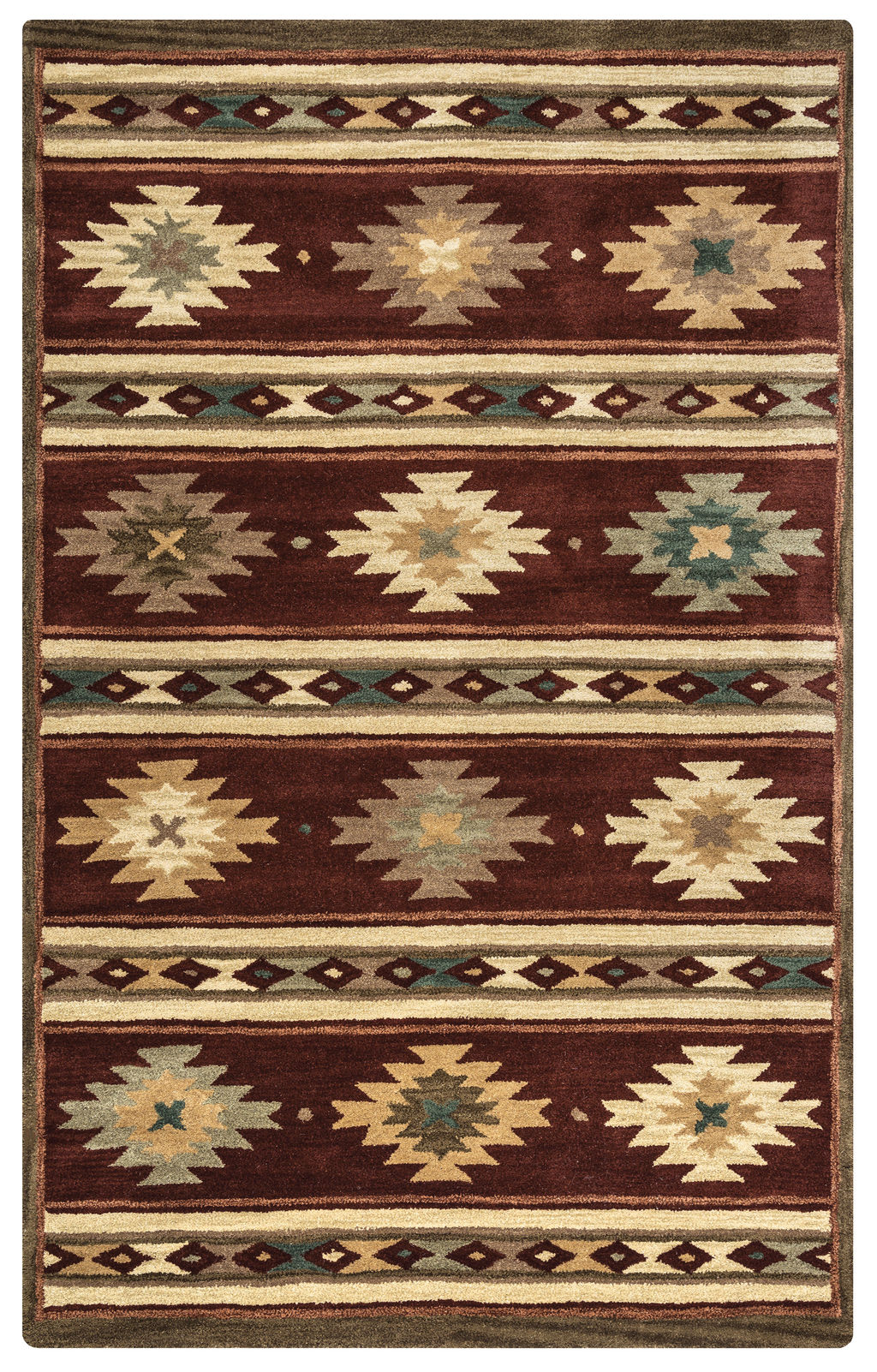 Southwest Red 8’ Round Hand-Tufted Rug