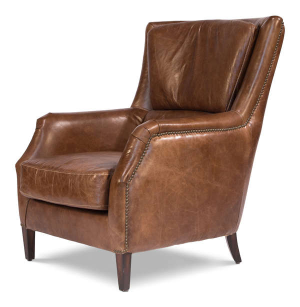 Sarreid Baker Leather Arm Chair