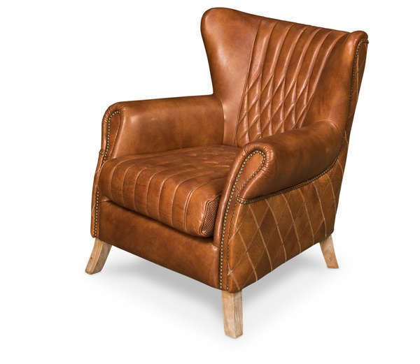 Sarreid Bugatti Leather Arm Chair