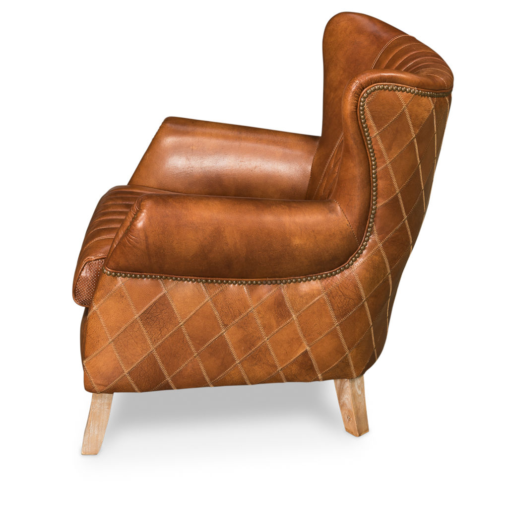 Sarreid Bugatti Leather Arm Chair