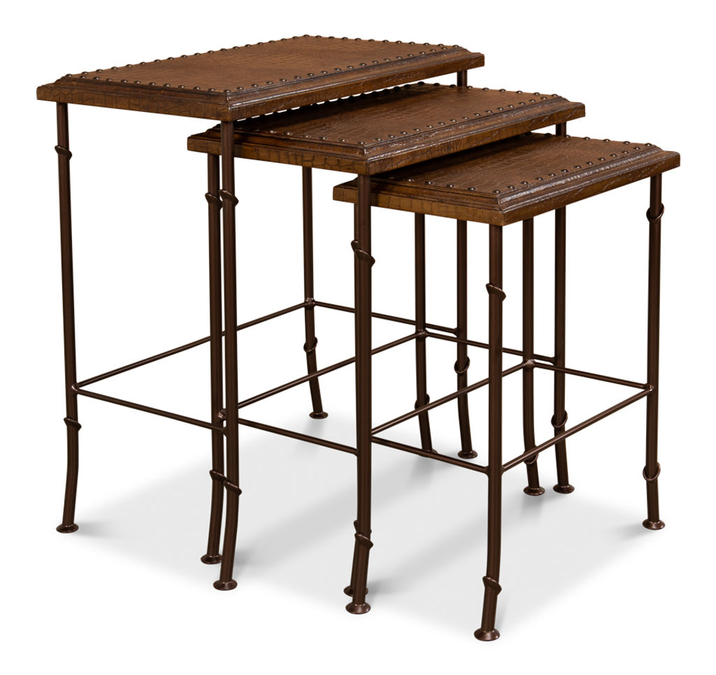 Preview image for Croc Leather Nesting Tables Set/3