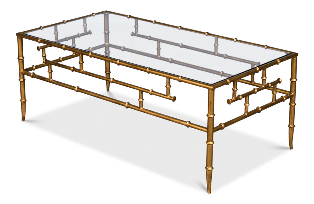 Faux Bamboo Metal Coffee Table 48"