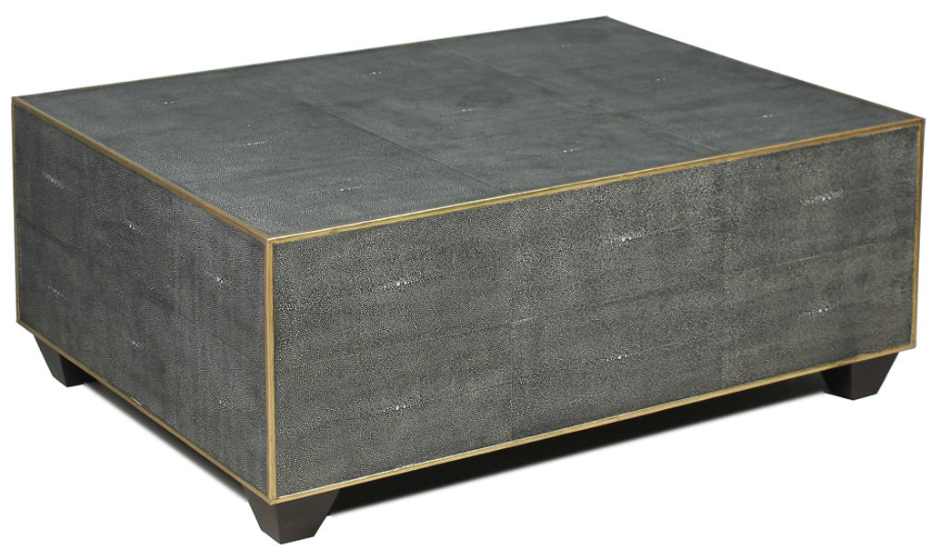 Grey Leather Shagreen Cocktail Table