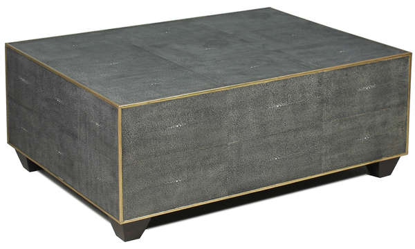 Grey Leather Shagreen Cocktail Table