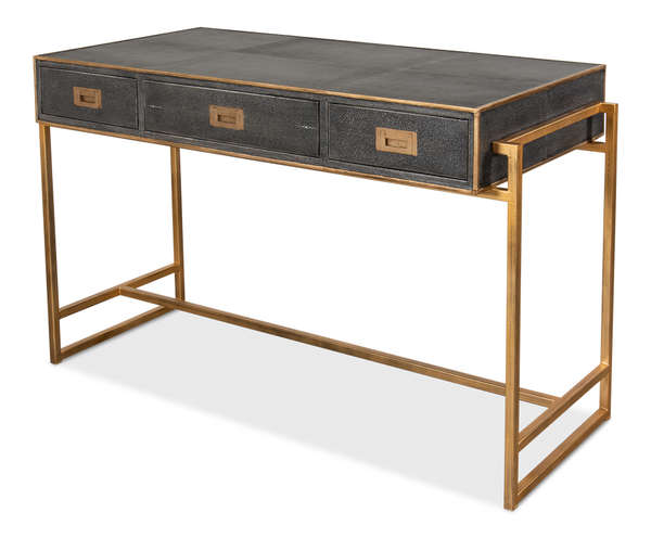 Grey Leather Shagreen Desk