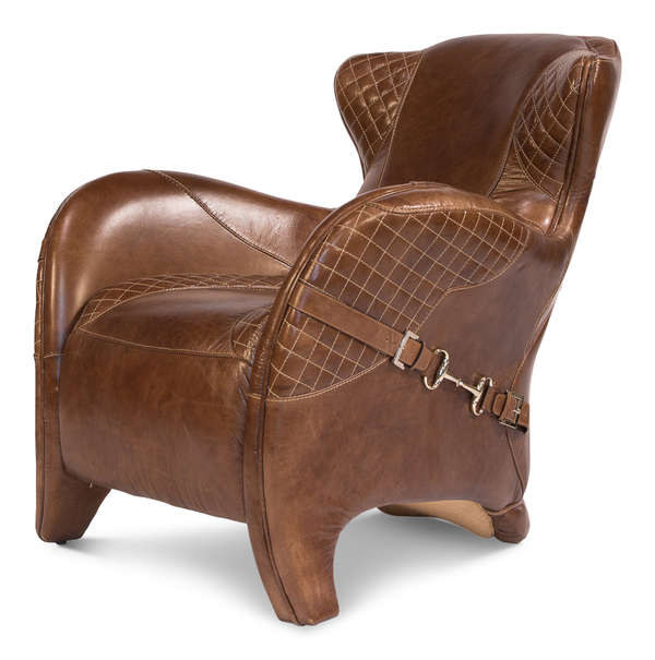 Sarreid Hera Leather Arm Chair